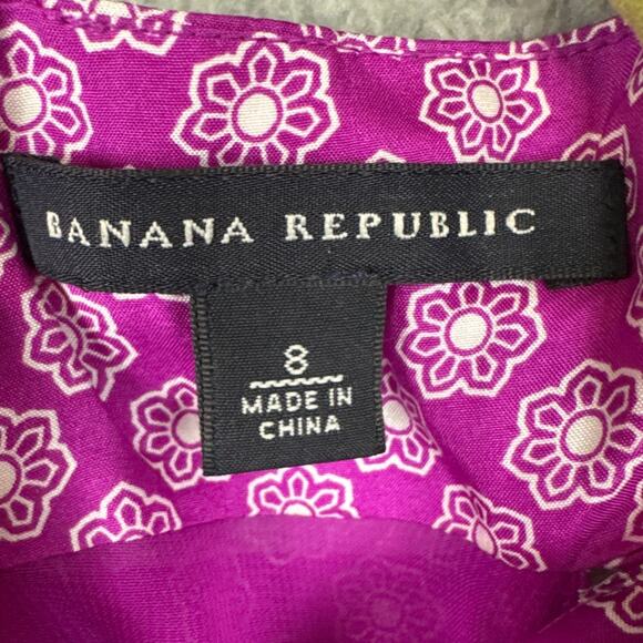 Banana Republic Silk Twist Front Blouse Moroccan Print Sleeveless Lined Size 8 - Picture 6 of 8